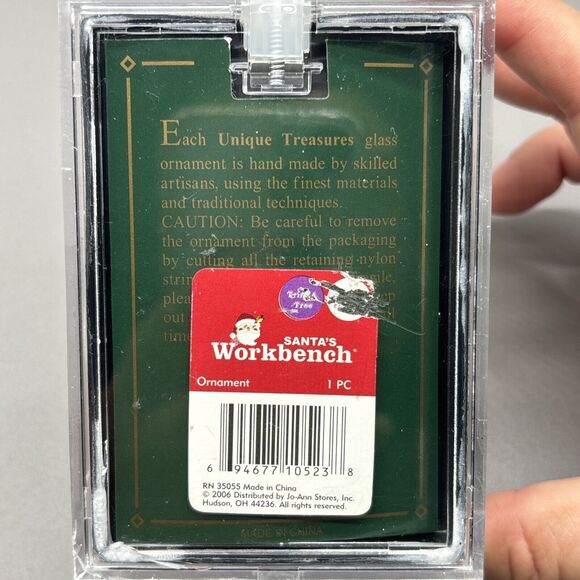 Santas Workbench Christmas Ornament Hand Crafted Glass Santa Bear w/Bag of Gifts - Picture 2 of 8